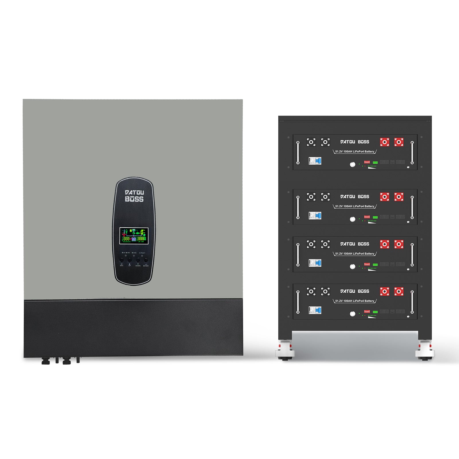 DATOUBOSS 51.2V 100Ah LiFePO4 Battery with 200A BMS + 11KW 48V Hybrid Inverter with 150A MPPT for Solar Energy Storage, RV, and Home Power Systems Main image