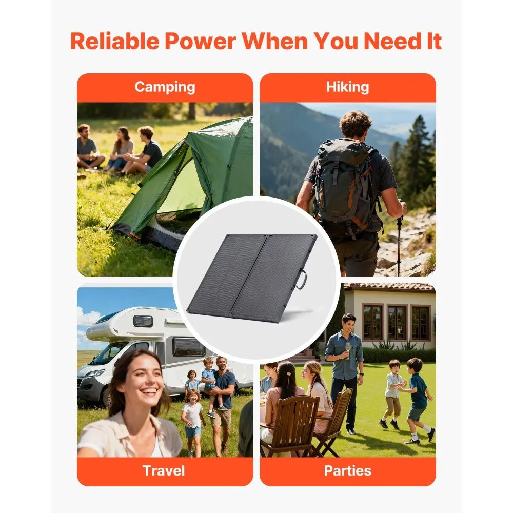 100W Foldable Solar Panel with 30A PWM Controller, 24% Efficiency, IP67 Waterproof with MC4 Output for Camping, Hiking, RV Trips - Xdatou | Rechargeable Lifepo4 Batteries Voltage Converters Inverter