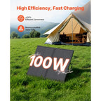 100W Foldable Solar Panel with 30A PWM Controller, 24% Efficiency, IP67 Waterproof with MC4 Output for Camping, Hiking, RV Trips - Xdatou | Rechargeable Lifepo4 Batteries Voltage Converters Inverter