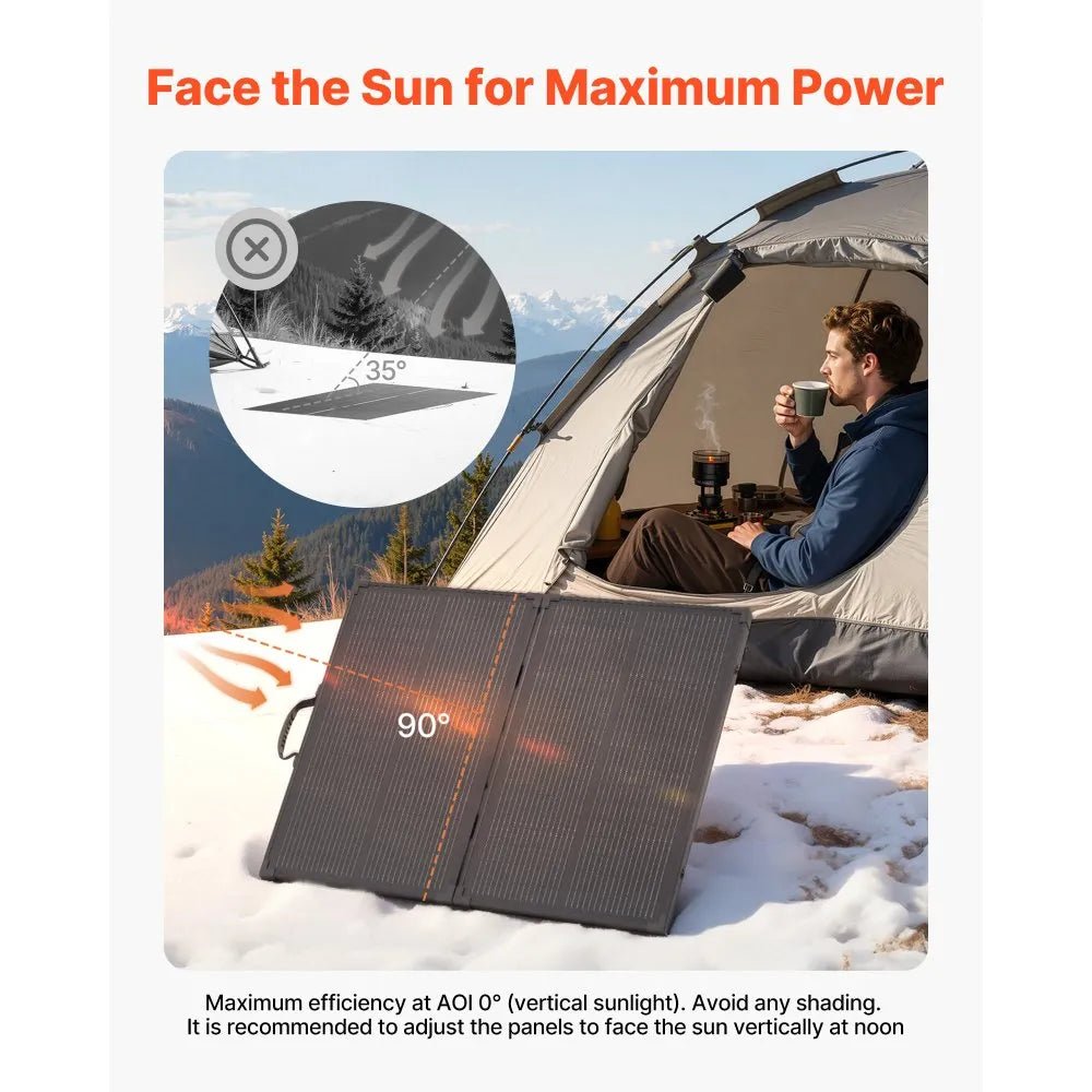 100W Foldable Solar Panel with 30A PWM Controller, 24% Efficiency, IP67 Waterproof with MC4 Output for Camping, Hiking, RV Trips - Xdatou | Rechargeable Lifepo4 Batteries Voltage Converters Inverter