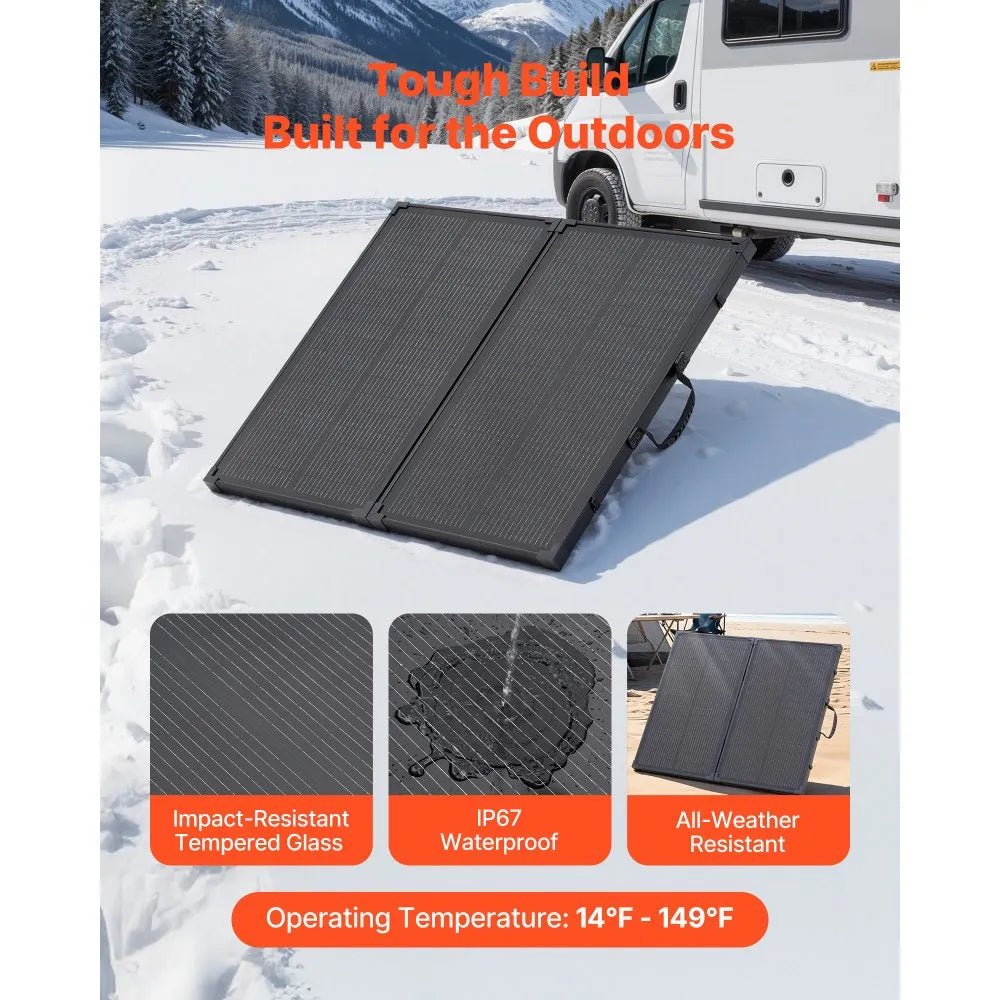 100W Foldable Solar Panel with 30A PWM Controller, 24% Efficiency, IP67 Waterproof with MC4 Output for Camping, Hiking, RV Trips - Xdatou | Rechargeable Lifepo4 Batteries Voltage Converters Inverter