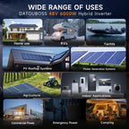 DATOUBOSS 6000W Solar Hybrid Inverter 48VDC to 230VAC, Pure Sine Wave Inverter with 120A MPPT, 8500W Photovoltaic Input, Supports Battery-Free Operation, BMS Protection System, for 48V Lithium Batteries, Dust & Water-Resistant