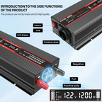 DATOUBOSS 12V 100Ah LiFePO4 Battery with 100A BMS and 1200W Pure Sine Wave Inverter 12V to 230V, 2500W Peak Power, USB, LED Display, EU Socket for RV, Home Backup and Outdoor Camping