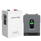 DATOUBOSS 24V 3300W Hybrid Solar Inverter + 8kWh 314Ah LiFePO4 Battery (150A BMS), 150A MPPT, Battery-Free Operation, 24V DC to 120V AC for Home Backup & Off-Grid Systems