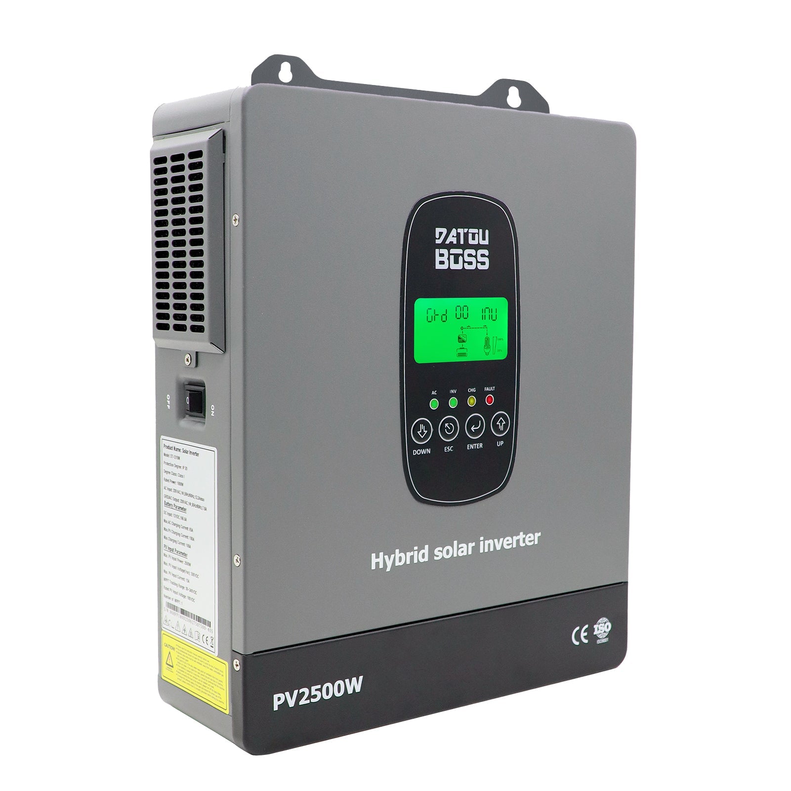 DATOUBOSS 1800W Hybrid Inverter 12V, Hybrid Solar Inverter On Grid, Supports Battery-Free Operation, 12V DC to 220/230V AC, BMS Protection System, with 150A MPPT for 12V Batteries Main image