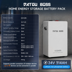 DATOUBOSS 24V 314Ah LiFePO4 Battery, 8kWh Solar Energy Storage System with 210A BMS, Metal Case with Wheels for Home Energy Storage, Solar, RV & Off-Grid Backup Power