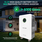 DATOUBOSS 48V 5000W Hybrid Inverter + 102Ah LiFePO4 Battery Portable Power Supply with LCD Touch Screen, Detachable, and Wheels, suitable for large-capacity solar energy storage systems/RVs/home energy storage systems