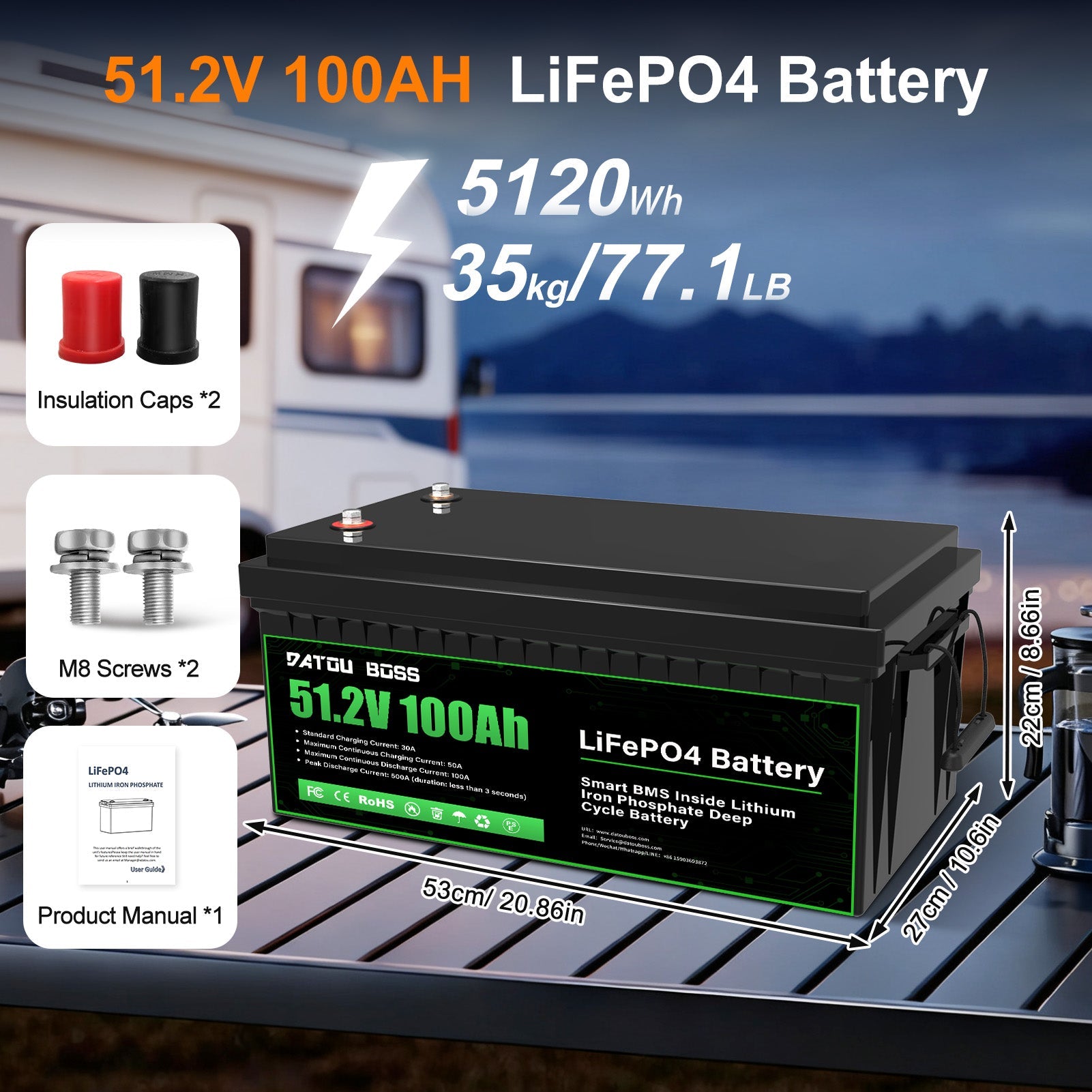 48V 100Ah LiFePO4 Battery & 5500W Hybrid Inverter Combo Kit, 48V to 110V, 120A MPPT controller, 5.12Kwh for Solar Energy Storage, RV, and Home Power Systems - Xdatou | Rechargeable Lifepo4 Batteries Voltage Converters Inverter
