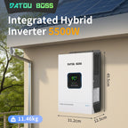 DATOUBOSS hybrid inverter 5500W, 48V to 110V, 120A MPPT, off-grid, and hybrid modes, 50Hz/60Hz, for solar system