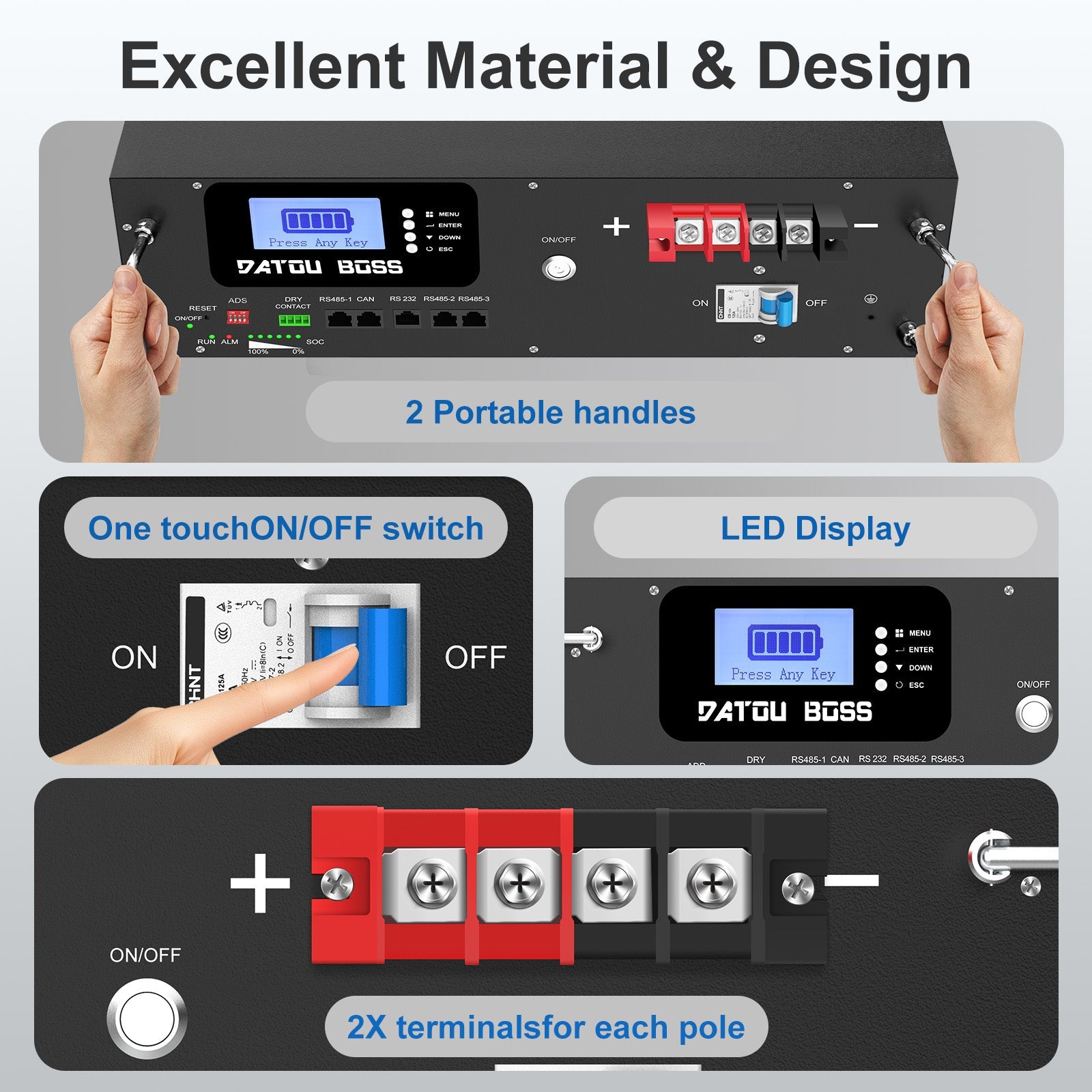 48V 100Ah Rack-Mounted LiFePO4 Battery & 5500W Hybrid Inverter Combo Kit, 48V to 110V, for Solar System - Xdatou | Rechargeable Lifepo4 Batteries Voltage Converters Inverter
