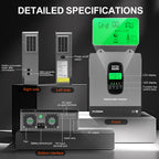 DATOUBOSS 1800W Hybrid Inverter 12V, Hybrid Solar Inverter On Grid, Supports Battery-Free Operation, 12V DC to 220/230V AC, BMS Protection System, with 150A MPPT for 12V Batteries