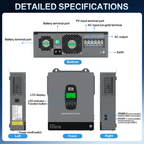 DATOUBOSS 24V 3300W Hybrid Solar Inverter + 8kWh 314Ah LiFePO4 Battery (150A BMS), 150A MPPT, Battery-Free Operation, 24V DC to 120V AC for Home Backup & Off-Grid Systems