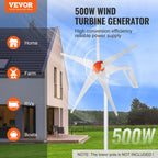 500W Wind Turbine Generator, 12V Wind Turbine Kit, 5 - Blade Wind Power Generator with MPPT Controller, Adjustable Windward Direction & 2.5m/s Start Wind Speed, Suitable for Home, Farm, RVs, Boats - Xdatou | Rechargeable Lifepo4 Batteries Voltage Converters Inverter