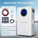 GRNPVRE 51.2V 100Ah LiFePO4 Wall-Mounted Battery, 5.12kWh, 100A BMS, for Home Energy Storage