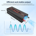 DATOUBOSS 1200W Pure Sine Wave Inverter, 12V to 230V AC Car Power Converter, Peak Power 2500W with EU Sockets, USB Ports and LED Display for Household Appliances, Car, Caravan, Truck