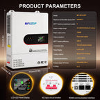 MFUZOP 12KW 48V Hybrid Inverter,Single Phase 120V & Split Phase 240V Output, for Solar Systems(Compatible with WiFi 06)