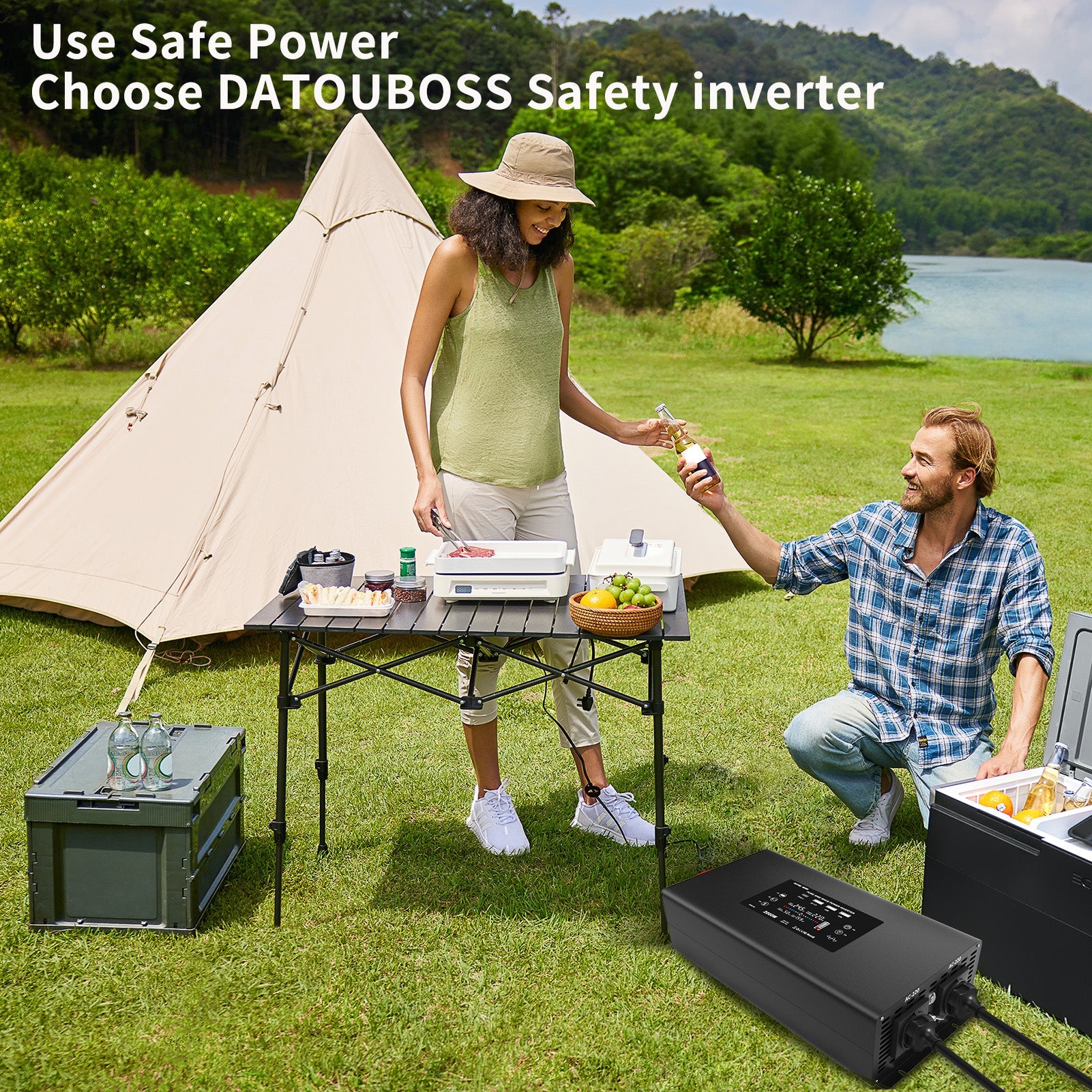 DATOUBOSS 2000W Pure Sine Wave Inverter, 24V to 230V AC Voltage Converter, Peak Power 4000W with Remote Control 2 EU Sockets, 3 USB, 1 Type-C Converter Voltage Converter for Car, Motorhome