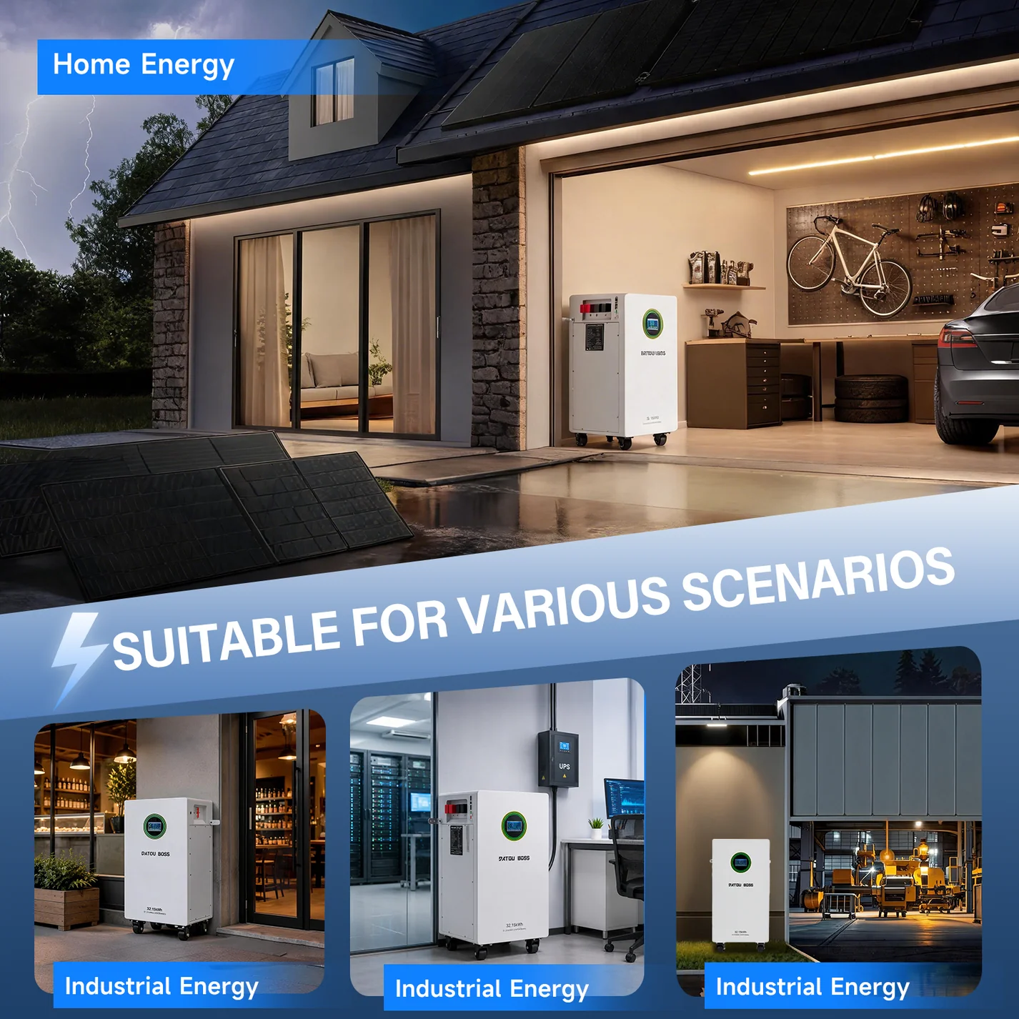 DATOUBOSS 48V 628Ah LiFePO4 Battery, 32kWh Solar Energy Storage System with 300A BMS, Metal Case with Wheels for Home Energy Storage, Solar, RV & Off-Grid Backup Power