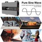 DATOUBOSS 1500W Pure Sine Wave Inverter, 12V to 230V AC Power Converter, Peak Power 3000W with EU Sockets, USB Ports and USB-C Output for Household Appliances, Car, Caravan, Truck