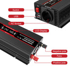 DATOUBOSS 1500W Pure Sine Wave Inverter, 24V to 230V AC Car Power Converter, Peak Power 3000W with EU Sockets, USB Ports and LED Display for Household Appliances, Car, Caravan, Truck