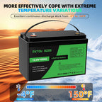 DATOUBOSS 12V 100Ah LiFePO4 Lithium Battery with 12V15A Charger,100A BMS Deep Cycle Battery for RV Solar Home System