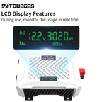 DATOUBOSS 12V 200Ah LiFePO4 Battery with 200A BMS Deep Cycle + 3000W Pure Sine Wave Inverter with 6000W Peak Power, Intelligent Detection & LCD Display, 2 EU Sockets for Off - Grid Living, RV Adventures, Solar Systems, and Emergency Power Solutions - Xdatou | Rechargeable Lifepo4 Batteries Voltage Converters Inverter