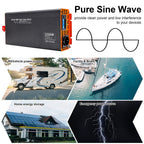 DATOUBOSS 1500W Pure Sine Wave Inverter with 3000W peak power. with EU socket, LCD screen, Type-C USB port for motor car RV