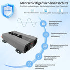 DATOUBOSS 2000W Pure Sine Wave Inverter with 4000W peak power. with EU sockets, USB ports,  for home, cars, and trucks.