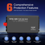 DATOUBOSS 2000W Pure Sine Wave Inverter, 24V to 230V, peak power 4000W. With remote control for RV home outdoor use.
