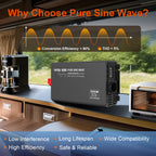 DATOUBOSS 2000W Pure Sine Wave Inverter, 24V to 230V, peak power 4000W. With remote control for RV home outdoor use.