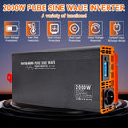 DATOUBOSS 2000W Pure Sine Wave Inverter, 24V to 230V, Peak Power 4000W, with Screen Type C and USB Port for RV Car Home etc