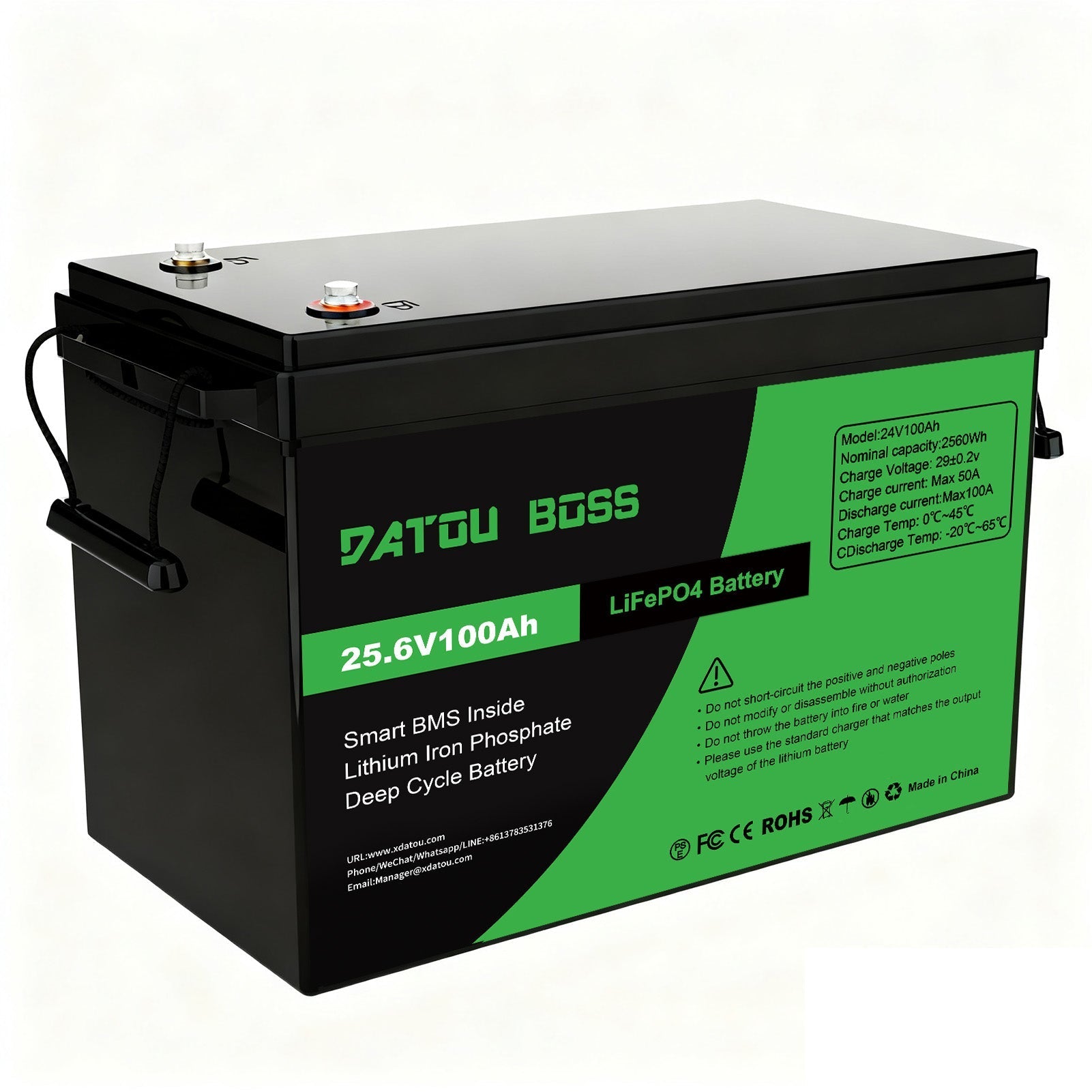 DATOUBOSS 24V 100Ah Lithium LiFePO4 Battery with 100A BMS Deep Cycle Battery for DIY Motorhome Solar Home System - Xdatou | Rechargeable Lifepo4 Batteries Voltage Converters Inverter