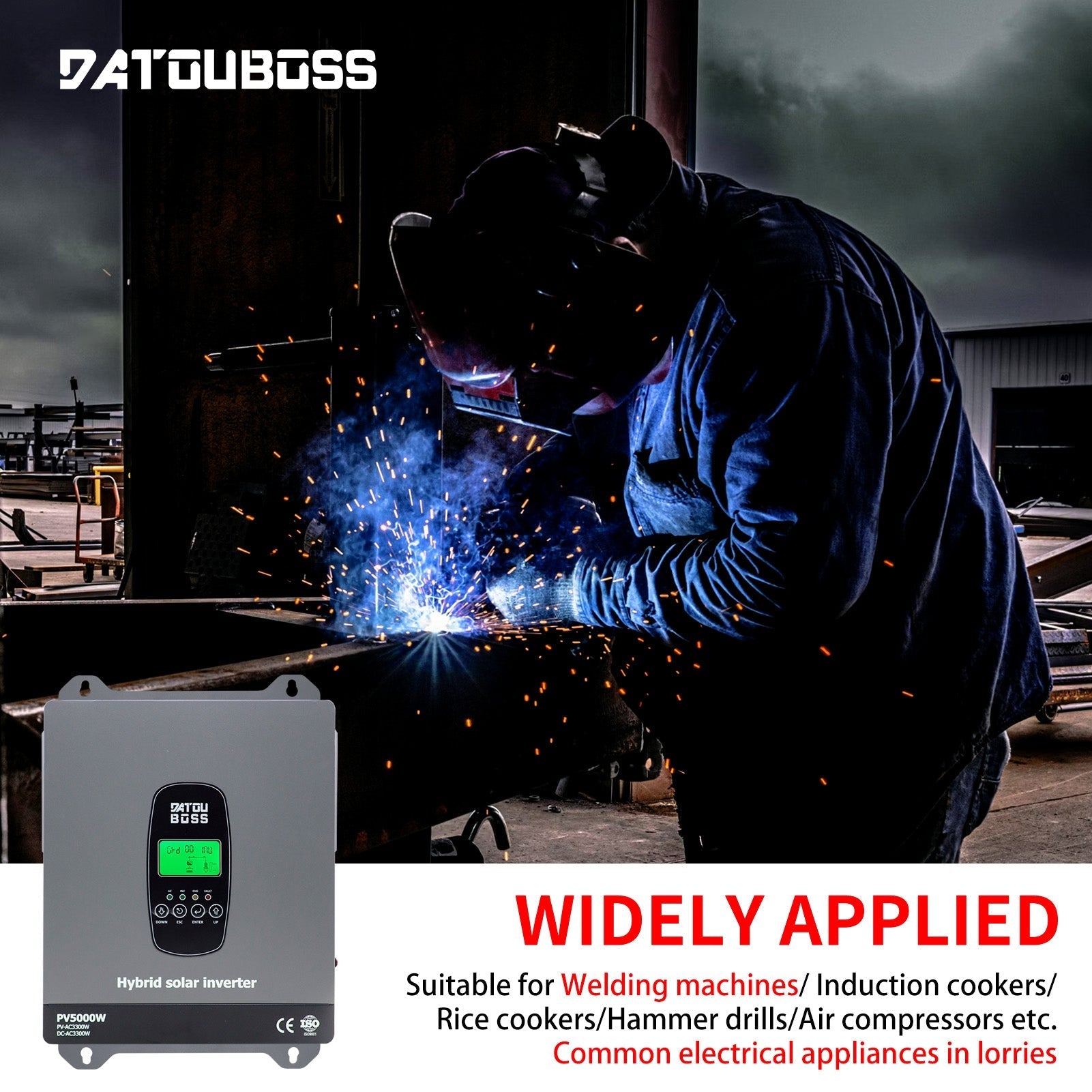 DATOUBOSS 24V 3.3kW 2.56kWh Solar Home Storage Backup Off Grid Kit 100Ah LiFePO4 (2x12V100Ah, EVE cells) + 3300W Hybrid Inverter, 150A MPPT, Pure Sine Wave, On Grid，24V DC to 220/230V AC, BMS Protection, for RV & Home Solar Systems. - Xdatou | Rechargeable Lifepo4 Batteries Voltage Converters Inverter