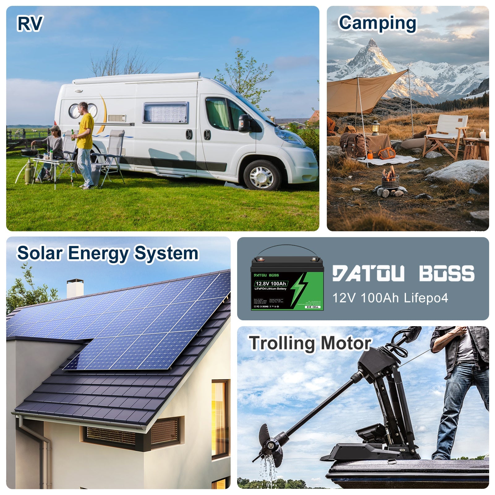 DATOUBOSS 24V 3kW 2.56kWh (EVE battery cells) Solar Home Storage Backup Off Grid Kit 300Ah LiFePO4 (2x12V100Ah，EVE battery cells) + 3000W Hybrid Inverter 100A MPPT Pure Sine Wave, 200A BMS, for RV Solar Home System - Xdatou | Rechargeable Lifepo4 Batteries Voltage Converters Inverter