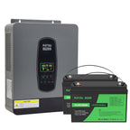DATOUBOSS 24V 3kW 2.56kWh Solar Home Storage Backup Off Grid Kit 300Ah LiFePO4 (2x12V100Ah) + 3000W Hybrid Inverter 100A MPPT Pure Sine Wave, 200A BMS, for RV Solar Home System - Xdatou | Rechargeable Lifepo4 Batteries Voltage Converters Inverter
