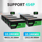 DATOUBOSS 24V 3kW 5.12kWh Solar Home Storage Backup Off Grid Kit 300Ah LiFePO4 (2x12V200Ah) + 3000W Hybrid Inverter 100A MPPT Pure Sine Wave, 200A BMS, for RV Solar Home System - Xdatou | Rechargeable Lifepo4 Batteries Voltage Converters Inverter