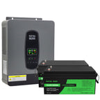 DATOUBOSS 24V 3kW 7.68kWh Solar Home Storage Backup Off Grid Kit 300Ah LiFePO4 (2x12V300Ah) + 3000W Hybrid Inverter 100A MPPT Pure Sine Wave, 200A BMS, for RV Solar Home System - Xdatou | Rechargeable Lifepo4 Batteries Voltage Converters Inverter
