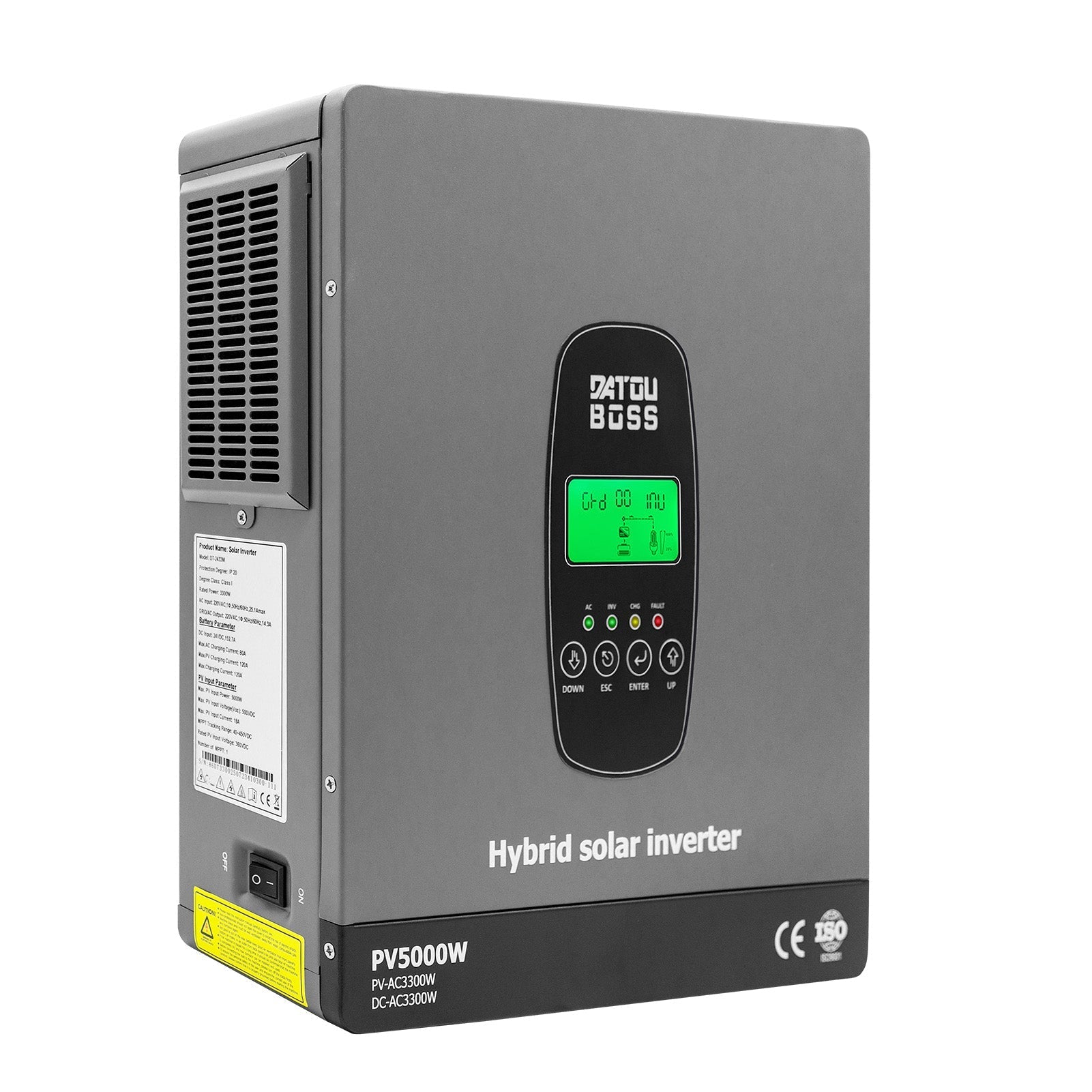 DATOUBOSS 3300W Hybrid Inverter 24V, Hybrid Solar Inverter On Grid, Supports Battery - Free Operation, 24V DC to 220/230V AC, BMS Protection System, with 150A MPPT for 24V Batteries - Xdatou | Rechargeable Lifepo4 Batteries Voltage Converters Inverter Main image