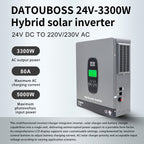 DATOUBOSS 3300W Hybrid Inverter 24V, Hybrid Solar Inverter On Grid, Supports Battery - Free Operation, 24V DC to 220/230V AC, BMS Protection System, with 150A MPPT for 24V Batteries - Xdatou | Rechargeable Lifepo4 Batteries Voltage Converters Inverter