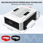 DATOUBOSS 3500W Pure Sine Wave Inverter 24V to 230V, AC Voltage Converter, Peak Power 7000W Peak Power, with Intelligent Detection System & LCD Display & 2 EU Socket - Xdatou | Rechargeable Lifepo4 Batteries Voltage Converters Inverter