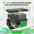 DATOUBOSS 48V 100Ah Lithium LiFePO4 Battery with 100A BMS Deep Cycle Battery for DIY RV Car Solar Home System - Xdatou | Rechargeable Lifepo4 Batteries Voltage Converters Inverter