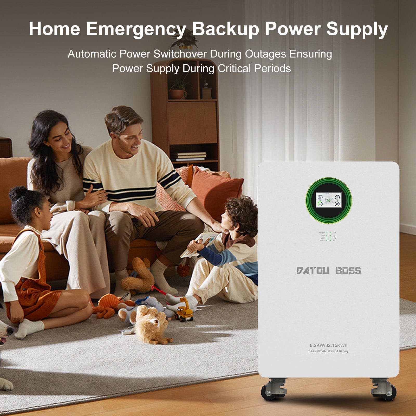 DATOUBOSS 48V 6200W Hybrid Inverter + 628Ah LiFePO4 Battery Portable Power Supply with LCD Touch Screen, Detachable, and Wheels, suitable for large - capacity solar energy storage systems/RVs/home energy storage systems - Xdatou | Rechargeable Lifepo4 Batteries Voltage Converters Inverter