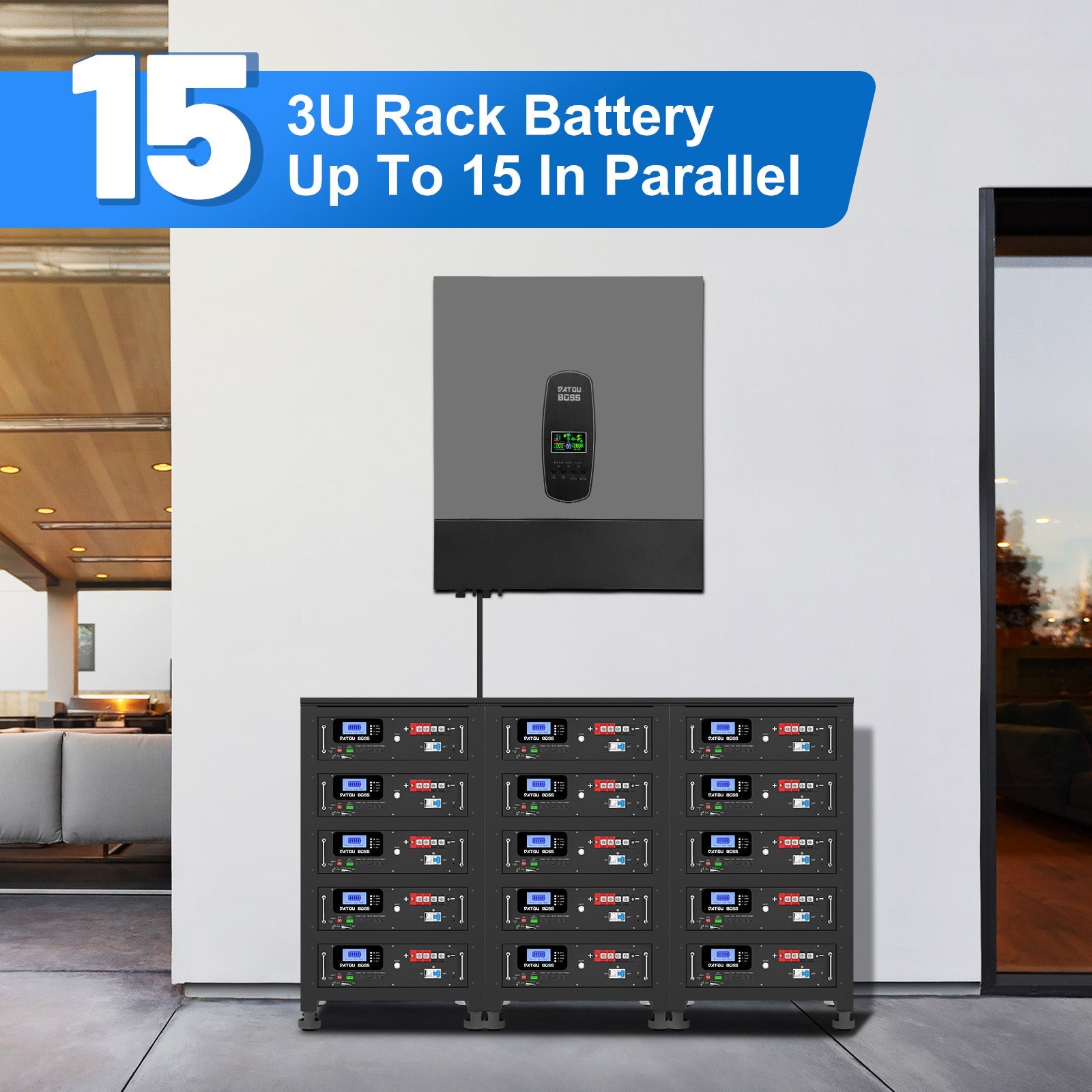 DATOUBOSS 51.2V 100Ah 3U Rack LiFePO4 Battery with LCD Display, 100A BMS, 6000+ Deep Cycle - Xdatou | Rechargeable Lifepo4 Batteries Voltage Converters Inverter