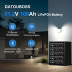 DATOUBOSS 51.2V 100Ah LiFePO4 Battery with 200A BMS + 11KW 48V Hybrid Inverter - Xdatou | Rechargeable Lifepo4 Batteries Voltage Converters Inverter