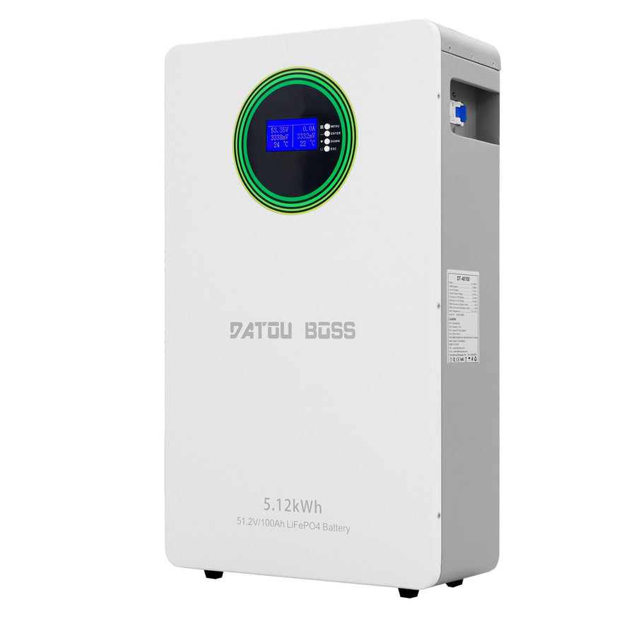 DATOUBOSS 51.2V 100Ah LiFePO4 Wall-Mounted Battery, 5.12kWh, 100A BMS+125A Circuit Breaker, Dua lProtection, for Home Energy Storage - Xdatou