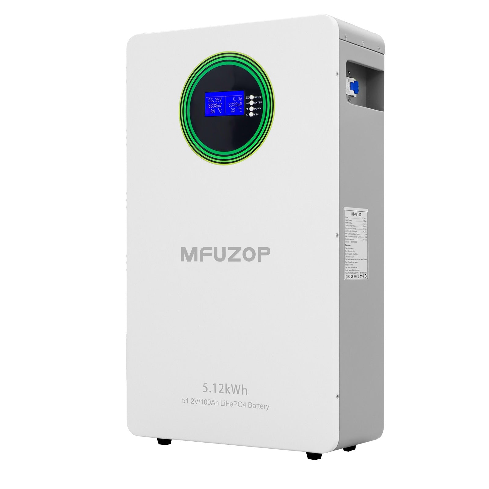 DATOUBOSS 51.2V 100Ah LiFePO4 Wall-Mounted Battery with 5.12kWh capacity, 100A BMS. Suitable for Home Energy Storage Systems Main image