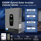 DATOUBOSS 6200W Hybrid Inverter 48VDC to 230VAC, 120A MPPT, 8500W PV Input, BMS Protection, Battery - Free Operation, 27A PV Input, Lightning Protection (Compatible with WiFi 04) - Xdatou | Rechargeable Lifepo4 Batteries Voltage Converters Inverter