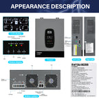 DATOUBOSS 6200W Solar Hybrid Inverter 48VDC to 230VAC, Pure Sine Wave, 120A MPPT, 8500W PV Input, Battery - Free Operation, BMS Protection, 27A PV Input, Lightning & Anti - Backflow Protection(Compatible with WiFi 04) - Xdatou | Rechargeable Lifepo4 Batteries Voltage Converters Inverter