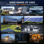 DATOUBOSS 6200W Solar Hybrid Inverter 48VDC to 230VAC, Pure Sine Wave with 120A MPPT Controller, Dust and Water - Resistant