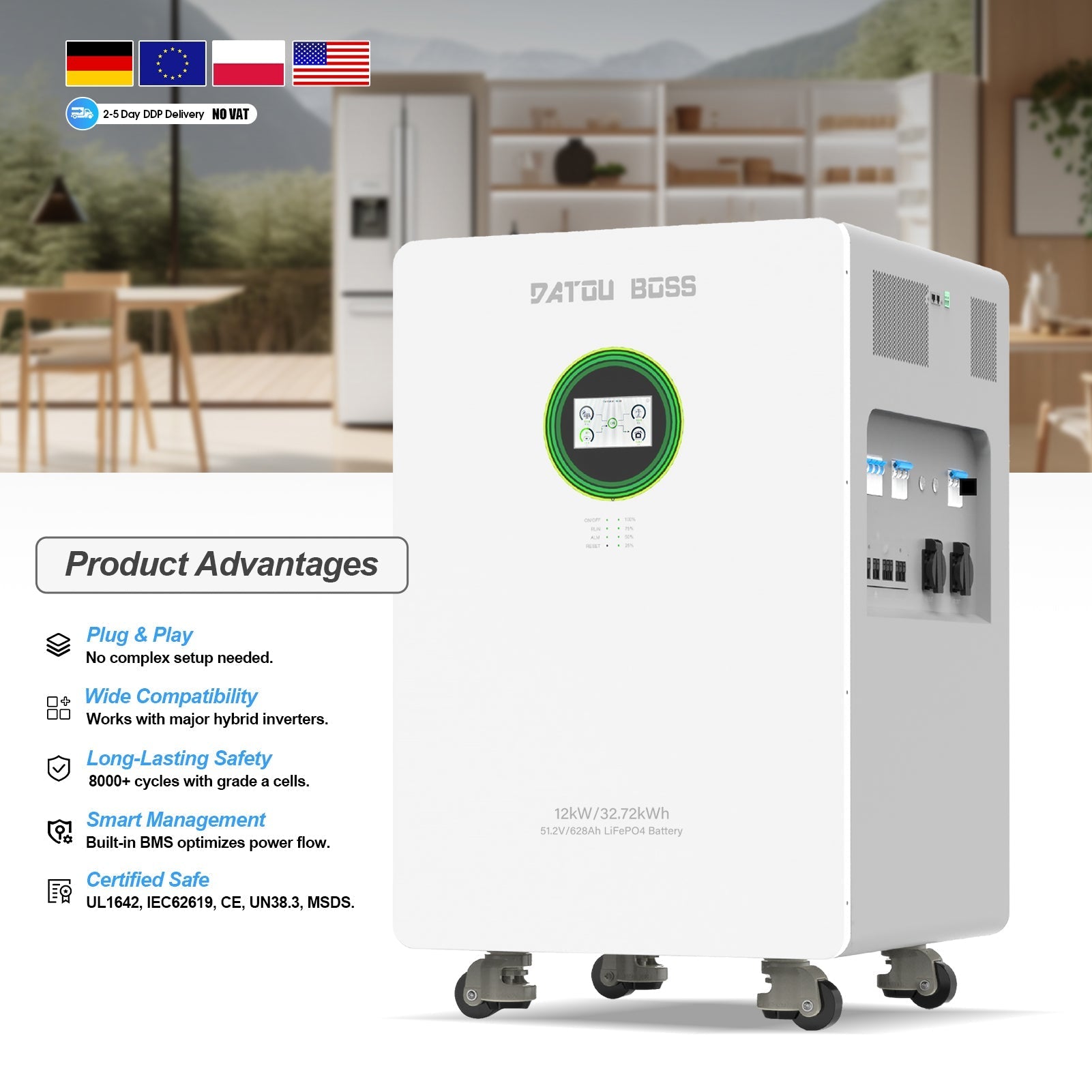 DATOUBOSS AIO System, 48V 12000W Hybrid Inverter + 628Ah LiFePO4 Battery for solar energy storage - Xdatou | Rechargeable Lifepo4 Batteries Voltage Converters Inverter